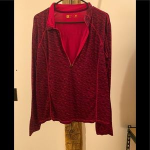 Pink purple & black work out top with thumb slits